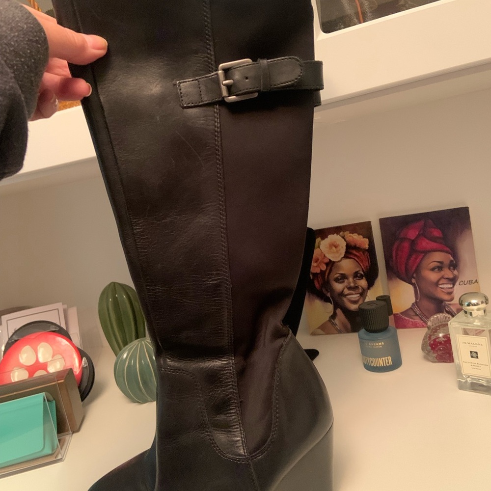 Franco Sarto Black Knee-High Leather Boots
